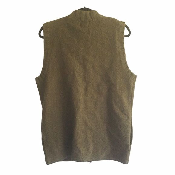 𝅺HAGGAR Wool Sleeveless Button Front Sweater Vest Green S - Picture 2 of 4